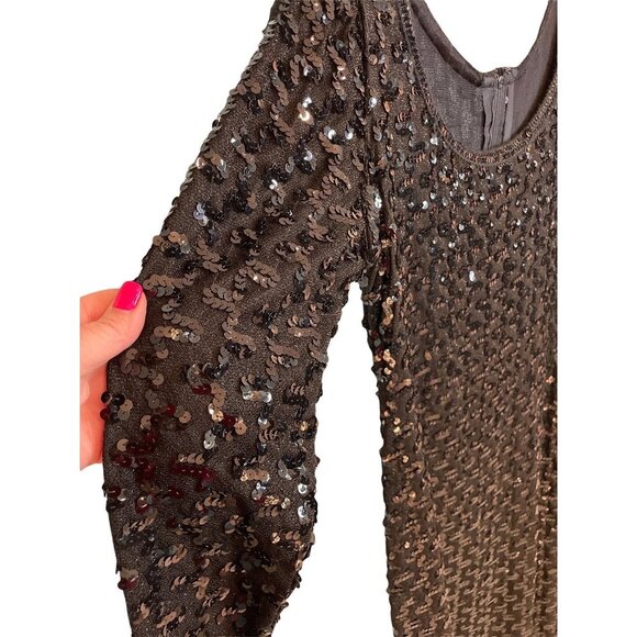 Lee Jordan Vintage Made in USA Black Sequined Scoop Neck Formal Dress Sz 16 - Picture 3 of 8